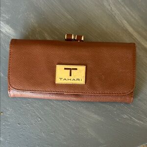 Tahari Tan Women's Wallet with Gold Accents